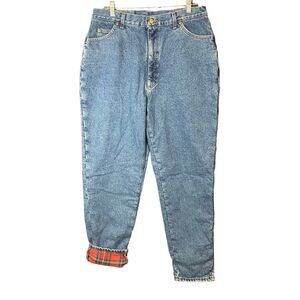 VTG LL Bean Flannel Lined Jeans Women's Size 18 Denim Blue Made in USA Retro Y2K